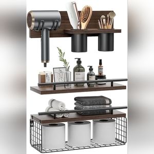 Last chance to buy,No OFFERS,Closing Floating Shelves w/ Hair Dryer Holder
